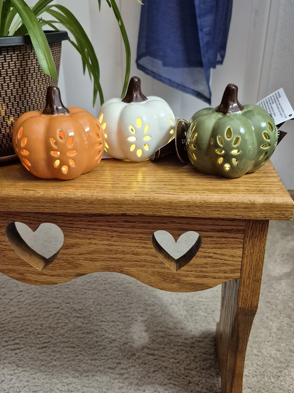 Ceramic Pumpkin LED Accent Trio - Orange, White, Green
